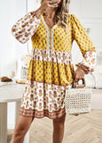 VACATION AND LEISURE BOHEMIAN LONG SLEEVE PRINT DRESS