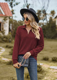 SOLID COLOR LAPEL LOOSE LONG SLEEVE TOP