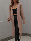 FASHION LONG CARDIGAN SOLID COLOR KNITTED SWEATER