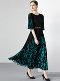 2023 PLEATED PRINTED LOOSE LEOPARD DRESS