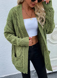 CLASSY LOOSE MEDIUM AND LONG TWISTED ROPE KNITTED CARDIGAN JACKET