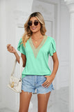 V-NECK SHORT SLEEVE SOLID COLOR T-SHIRT