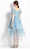 PALACE SQUARE COLLAR BUBBLE SLEEVE DRESS