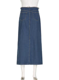 High Waist Split Pocket Denim Skirt