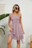 JACQUARD CHIFFON LOOSE V-NECK DRESS