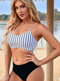 SEXY HIGH WAIST SPLIT STRIPED BEACH BIKINI