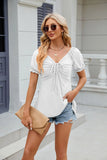 SOLID COLOR V-NECK SHORT SLEEVE LOOSE T-SHIRT