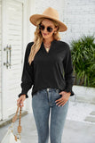 CASUAL V-NECK LOTUS LEAF SLEEVE T-SHIRT