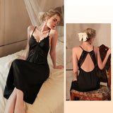 FASHION ICE SATIN SUSPENDER LACE NIGHTGOWN