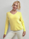 STYLISH V-NECK SOLID COLOR CASUAL PULLOVER SWEATER