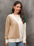 Pullover Splicing Color Matching Sweater