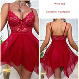 FASHION SEXY MESH PERSPECTIVE LACE DRESS PAJAMAS