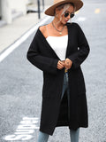 STYLISH SOLID COLOR POCKET LONG COAT SWEATER