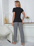 FASHION HEART-SHAPED PRINTED SHORT-SLEEVED PAJAMAS SET