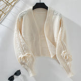 Short Bow Tie Long Sleeve Sweater Coat