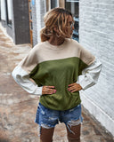 CLASSY CONTRASTING COLOR SWEATER TOP