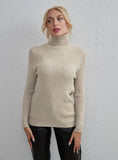 STYLISH SOLID COLOR FASHION HIGH NECK SWEATER