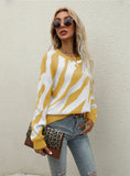 Women Round Neck Striped Sweater