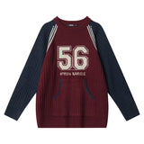 Vintage Contrast Stitching Long Sleeve Sweater