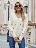 STYLISH V-NECK PLUS SIZE LOOSE PULLOVER SWEATER