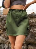 LACE UP CASUAL DENIM SKIRT