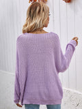 FASHION SOLID COLOR PULLOVER V-NECK LOOSE SWEATER
