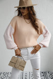 CLASSY ROUND NECK LONG SLEEVE STRIPED LOOSE SWEATER