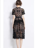 SLIM LACE SHORT SLEEVE DRESS