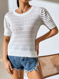 PULLOVER SHORT SLEEVE SOLID COLOR SWEATER
