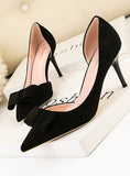 SHALLOW-MOUTHED POINTED SUEDE BOW SHOES