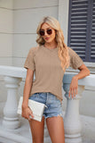 ROUND NECK LACE STITCHING SHORT SLEEVE T-SHIRT