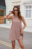 SOLID COLOR HALTER LOOSE SLING DRESS