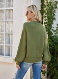 CASUAL SOLID COLOR TWISTED SEMI-TURTLE SWEATER