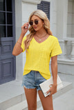 SOLID COLOR POCKET V-NECK SHORT SLEEVE T-SHIRT
