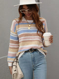 FASHION CREWNECK STRIPED KNITTED SWEATER