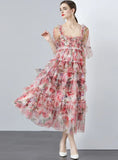 HEAVY-DUTY GAUZE PRINTED LONG DRESS