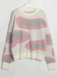 CLASSY CLOUD IRREGULAR CONTRAST COLOR SWEATER