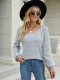 CLASSY LONG-SLEEVED U-NECK KNITTED LOOSE PULLOVER SWEATER