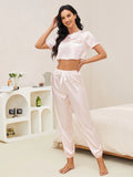 FASHION SILK-LIKE SHORT TOP TROUSERS SUIT