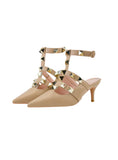 SHALLOW-MOUTH POINTED METAL RIVET HOLLOW SHOES