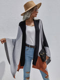 FASHION PLAID LOOSE KNIT CARDIGAN COAT SWEATER
