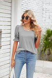 SQUARE NECK SHORT SLEEVE LOOSE T-SHIRT