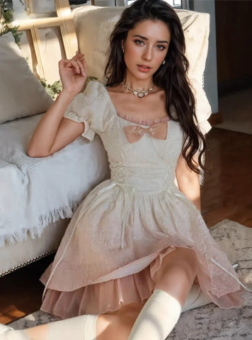Lace Ruffled Blush Pink Dress