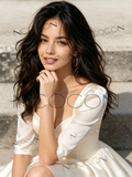 White Satin Square A Line Long Sleeve Homecoming Dress