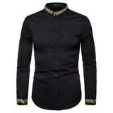 Designer Stand Collar Embroidery Style Linen Shirts for Men