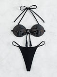 Rhinestone Swimsuit Thong Beach Hard Cup Bikini