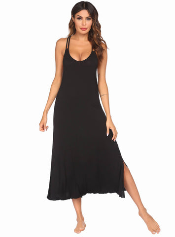 Black Sling Backless Dress