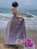 Soft Pleats Lavender Hue Beach-Ready Dress
