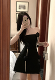 Elegant Black Strapless Mini Dress with Flower Embellishments