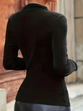 Plus Size Ruched Mock Neck Casual Long Sleeve Top